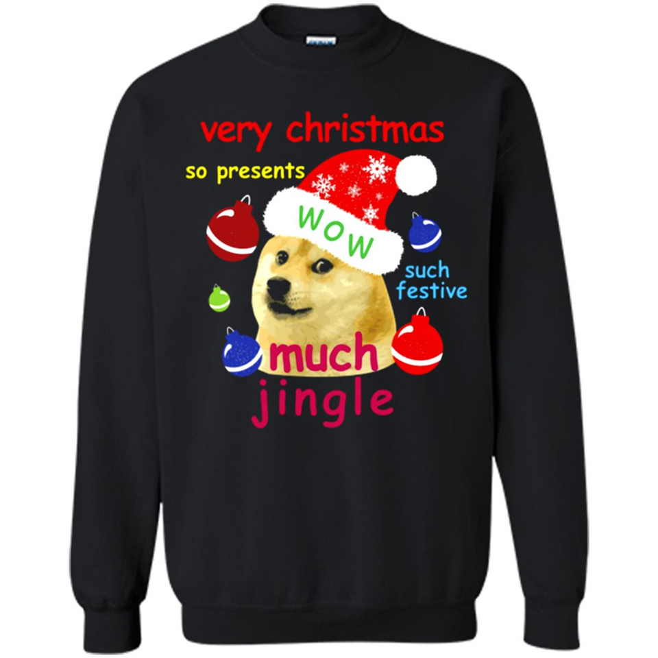 Christmas Doge Meme Shirts Funny Santa Shiba Inu Dog - Sweatshirt