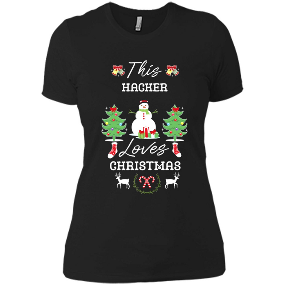 This Hacker Loves Christmas Tree Shirt with Snowman