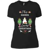 This Hacker Loves Christmas Tree Shirt with Snowman