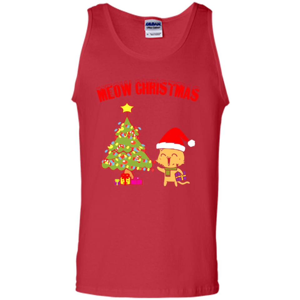 Meow merry christmas- cat and pine merry christmas - Tank Top