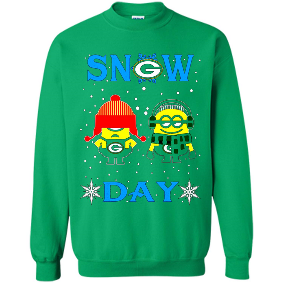 Snow Day Shirt For Green Bay Packers Vs Minion Fans pingpong
