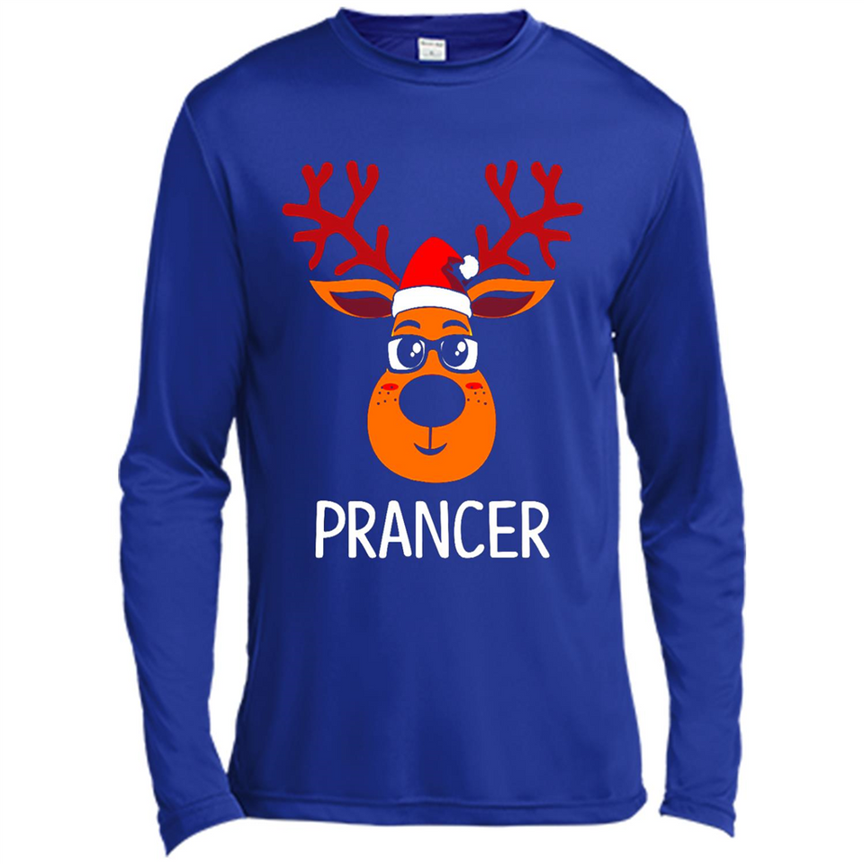 Prancer Reindeer Santa Claus Funny Xmas Holiday T-Shirt - Canvas Long Sleeve T-Shirt