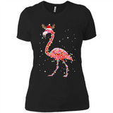 Christmas Lights Flamingo Wearing Santa Hat Funny Xmas - Ladies' Boyfriend T-Shirt