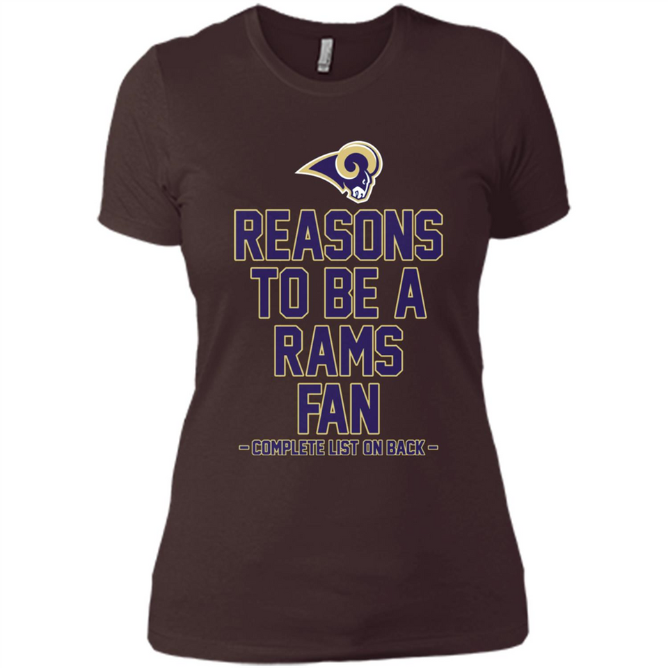 Reasons to be a Los Angeles Rams Fan Complete List on Back - Ladies' Boyfriend T-Shirt