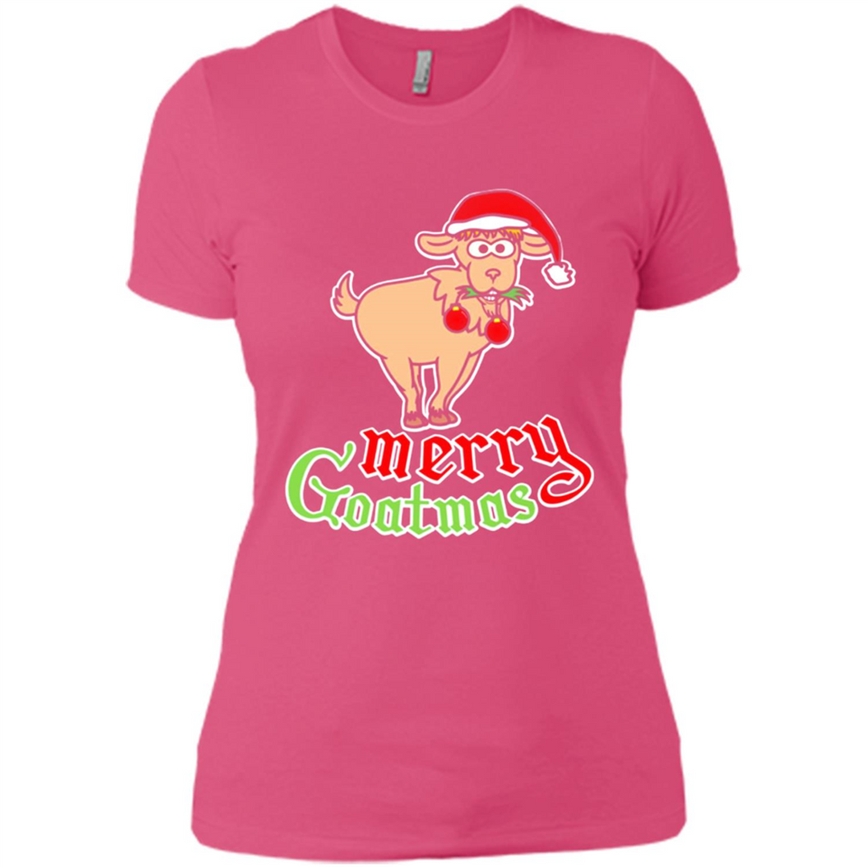 Christmas Merry Goatmas Goat Shirt Santa Hat - Ladies' Boyfriend T-Shirt