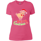 Christmas Merry Goatmas Goat Shirt Santa Hat - Ladies' Boyfriend T-Shirt