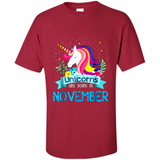 Unicorns are born in November Birthday Rainbow Gift Ladies Custom