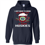 I Just Want To Drink Hot Chocolate & Watch Washington Huskies Ugly Christmas Sweater PINGPONG