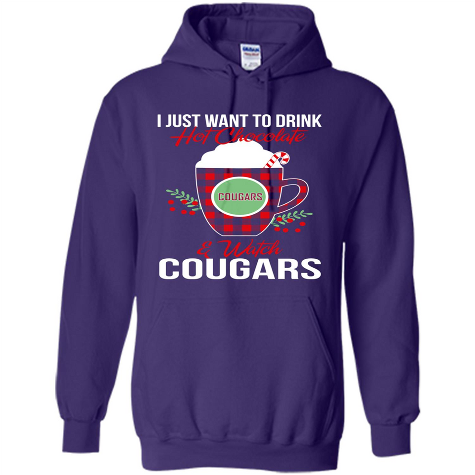 I Just Want To Drink Hot Chocolate & Watch Washington State Cougars Ugly Christmas Sweater PINGPONG
