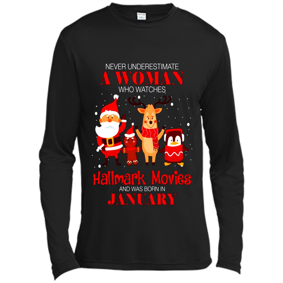 Never Underestimate A January Woman Watches Hallmark Movies Sweatshirt PINGPONG