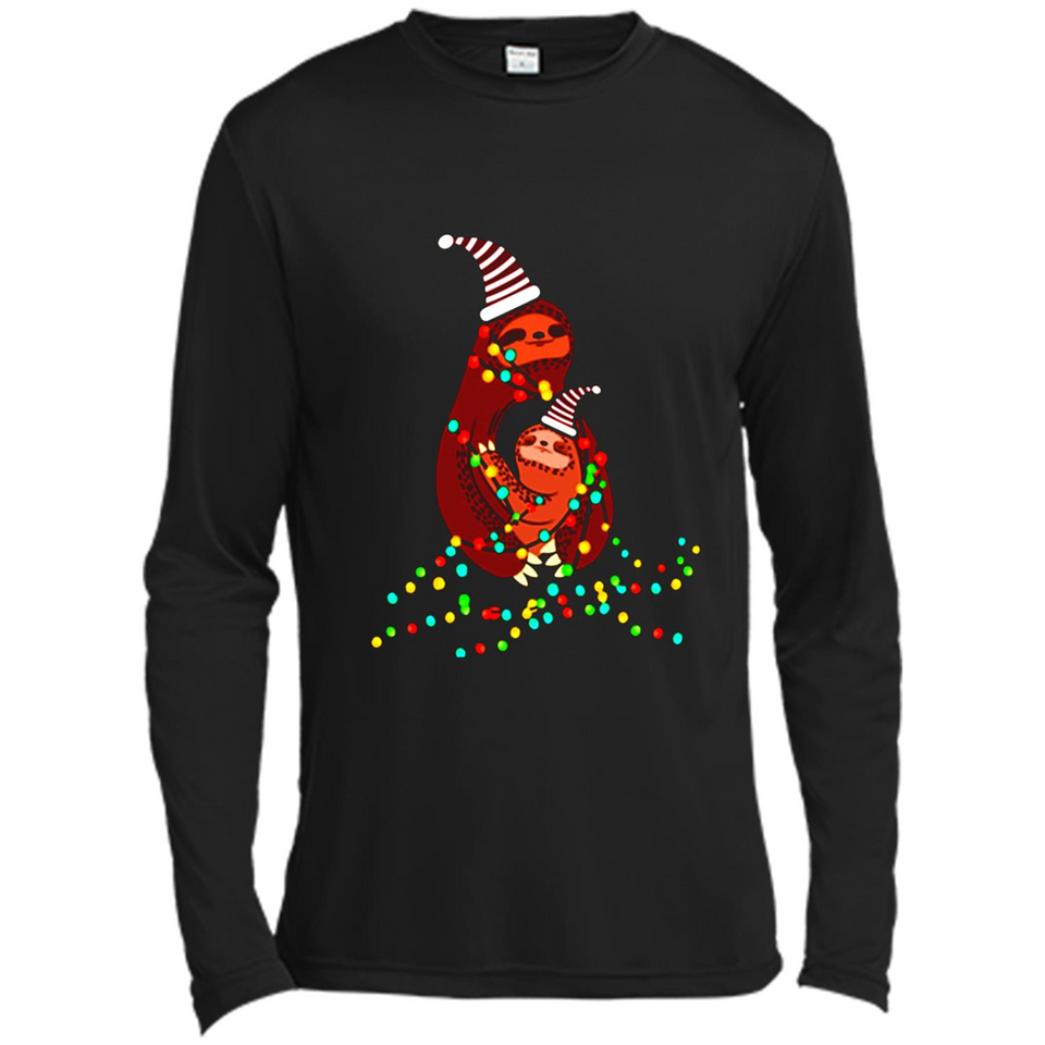 Christmas Lights Sloth Long Sleeve Santa Sloth - Canvas Long Sleeve T-Shirt