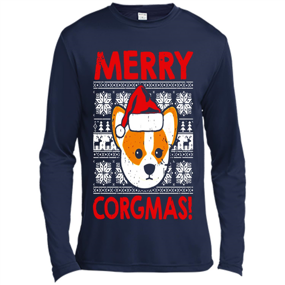 Funny Christmas Santa Corgi Dog Merry Corgmas - Canvas Long Sleeve T-Shirt