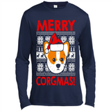 Funny Christmas Santa Corgi Dog Merry Corgmas - Canvas Long Sleeve T-Shirt