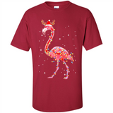 Christmas Lights Flamingo Wearing Santa Hat Funny Xmas - Shirt