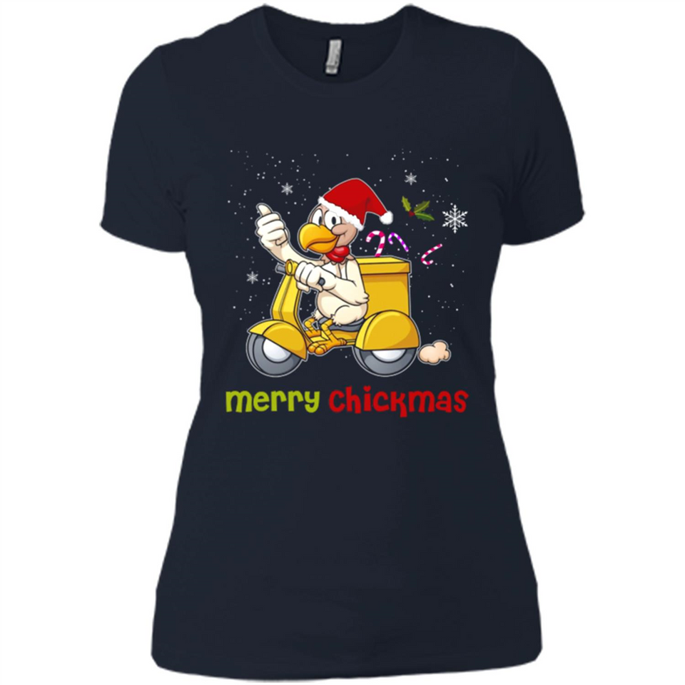 Funny Santa Christmas Chicken Shirt - Merry Chickmas - Ladies' Boyfriend T-Shirt