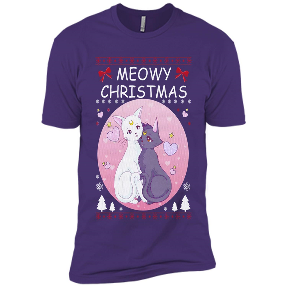 Sailor Moon Yin Yang Cat Love Ugly Christmas Sweater - Premium Short Sleeve T-Shirt