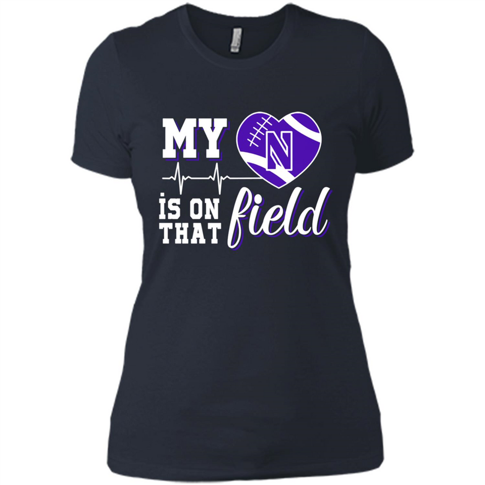 Northwestern Wildcats Football My Heart is on that Field - Ladies' Boyfriend T-Shirt