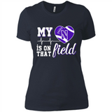 Northwestern Wildcats Football My Heart is on that Field - Ladies' Boyfriend T-Shirt