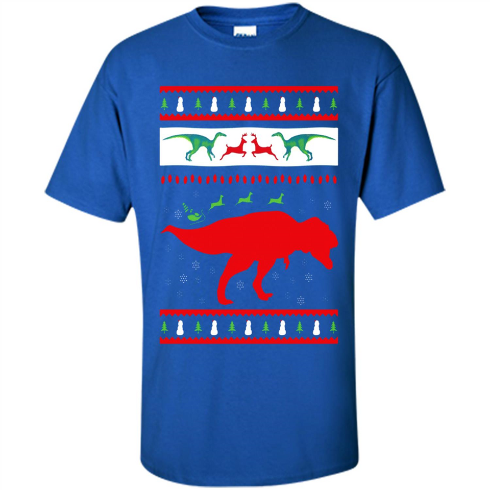 Dinosaur and Santa Clause Ugly Christmas Sweater - Shirt