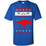 Dinosaur and Santa Clause Ugly Christmas Sweater - Shirt