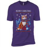 Christmas Ugly Sweater Cat With Christmas Meowy Chritstmas - Premium Short Sleeve T-Shirt
