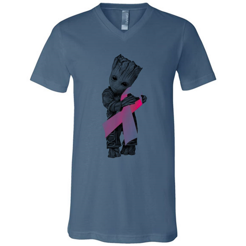 Groot Hug Breast Cancer - Canvas Unisex V-Neck