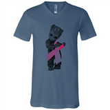 Groot Hug Breast Cancer - Canvas Unisex V-Neck