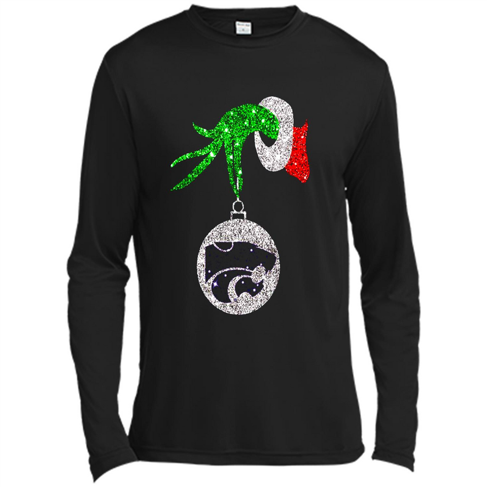 Amazing Kansas State Wildcats Glitter Grinch Monogram Ornament Christmas Gift - Canvas Long Sleeve T-Shirt