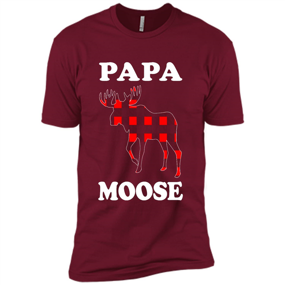 Papa Moose Funny Christmas Plaid Buffalo T-Shirt - Premium Short Sleeve T-Shirt