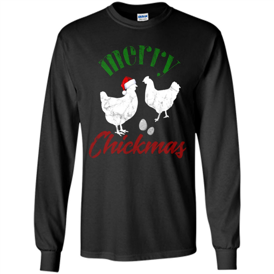 Christmas Chicken Shirt Santa Hens Lover Funny Farmer Gift - Long Sleeve T-Shirt