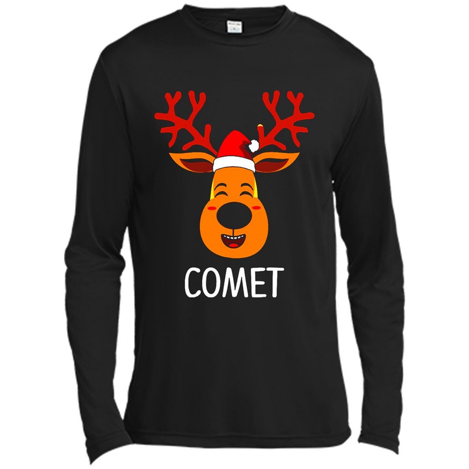 Comet Santa Claus Funny Xmas Holiday T-Shirt - Canvas Long Sleeve T-Shirt
