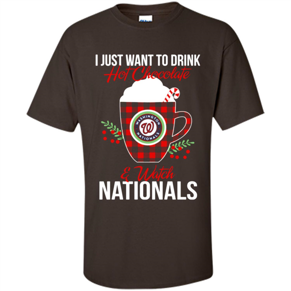 I Just Want To Drink Hot Chocolate & Watch Washington Nationals Ugly Christmas Sweater PINGPONG