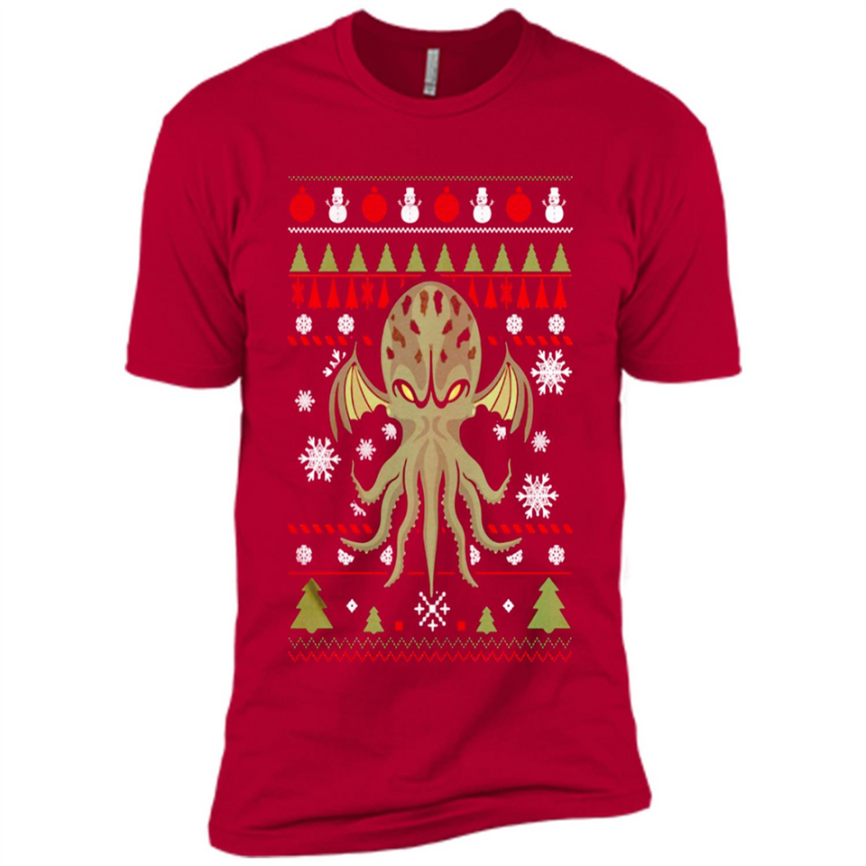 Octopus Ugly Sweater Christmas - Premium Short Sleeve T-Shirt