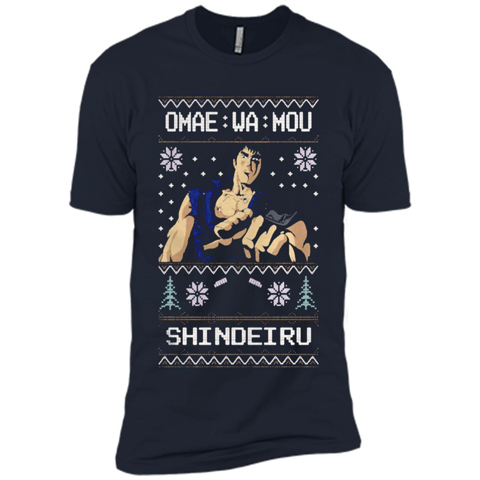 Omae Wa Mou Shindeiru Ugly Christmas Sweater - Premium Short Sleeve T-Shirt