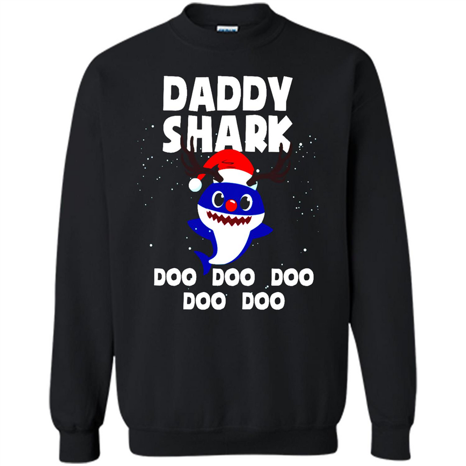 Daddy Shark Costume Reindeer Funny Christmas T-Shirt - Sweatshirt