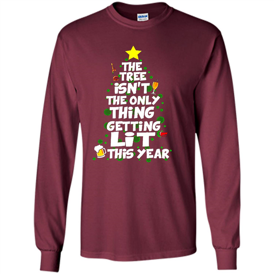 Funny Christmas Tree Drinking Sweatshirt Adult Boozy Festive - Long Sleeve T-Shirt