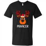 Prancer Reindeer Santa Claus Funny Xmas Holiday T-Shirt - Men's V-Neck