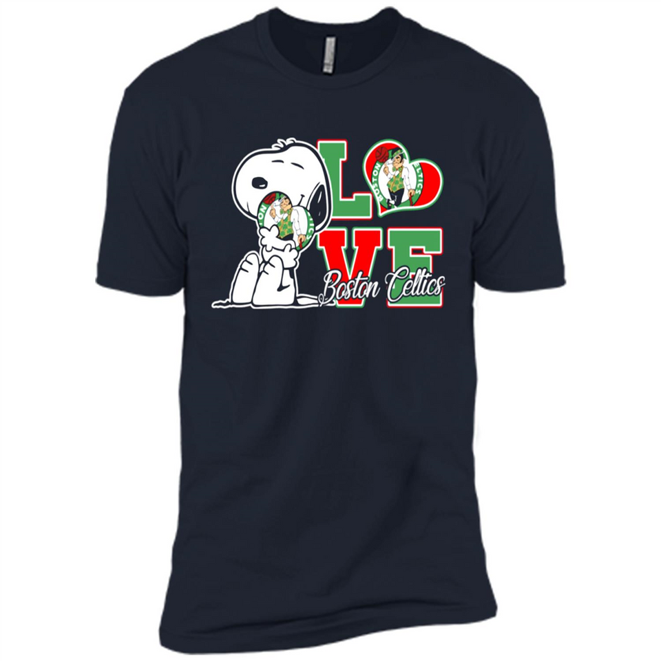 Snoopy loves NBA Boston Celtics - Premium Short Sleeve T-Shirt