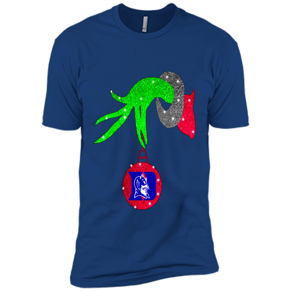 GRINCH HAND HOLDING DUKE BLUE DEVILS GLITTER CHRISTMAS PINGPONG