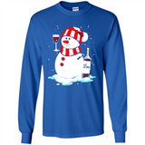 Cute Snowman drink Red Wine Christmas T-Shirt - Long Sleeve T-Shirt