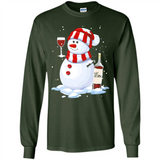 Cute Snowman drink Red Wine Christmas - Long Sleeve T-Shirt