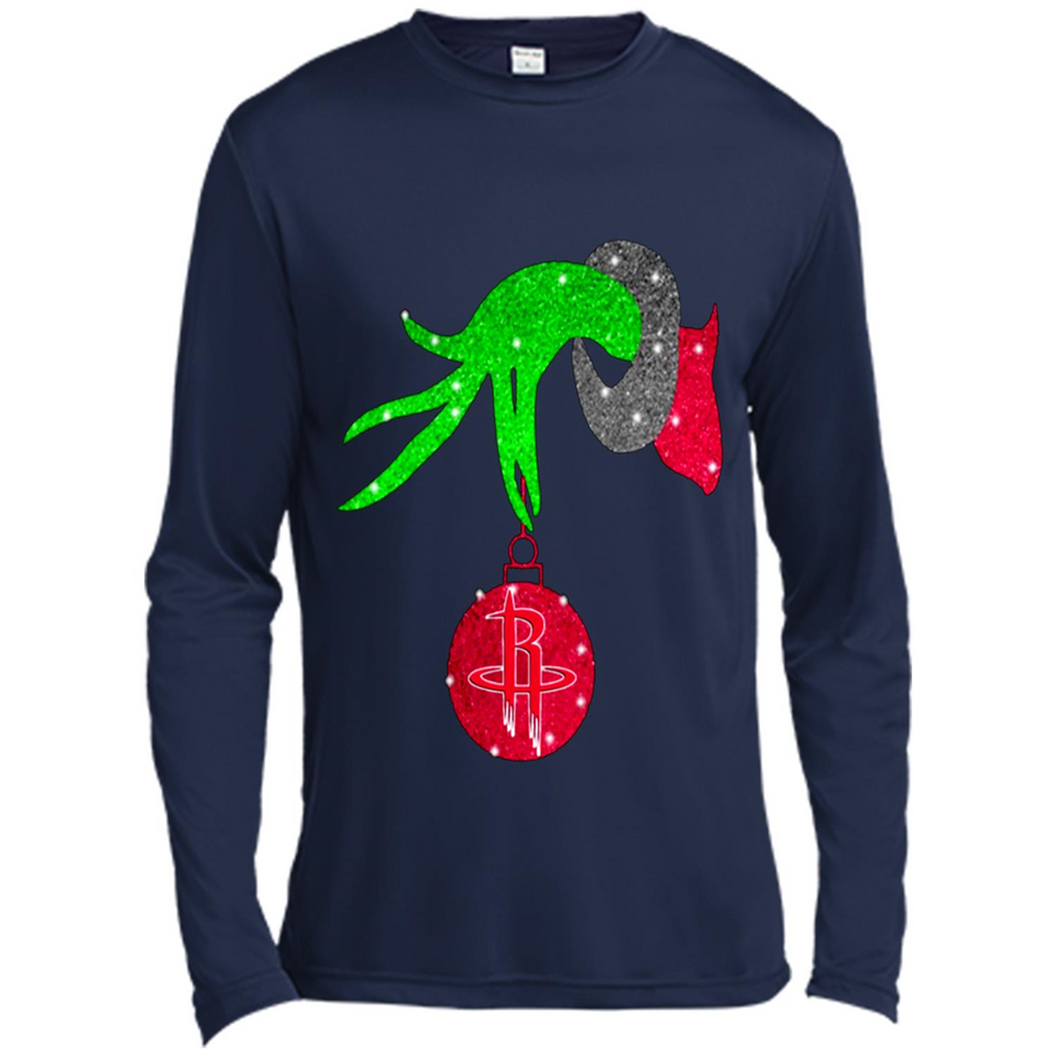 GRINCH HAND HOLDING HOUSTON ROCKETS GLITTER CHRISTMAS PINGPONG