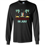 Christmas In July Shirt Surfing Palm Trees Surfboard - Long Sleeve T-Shirt