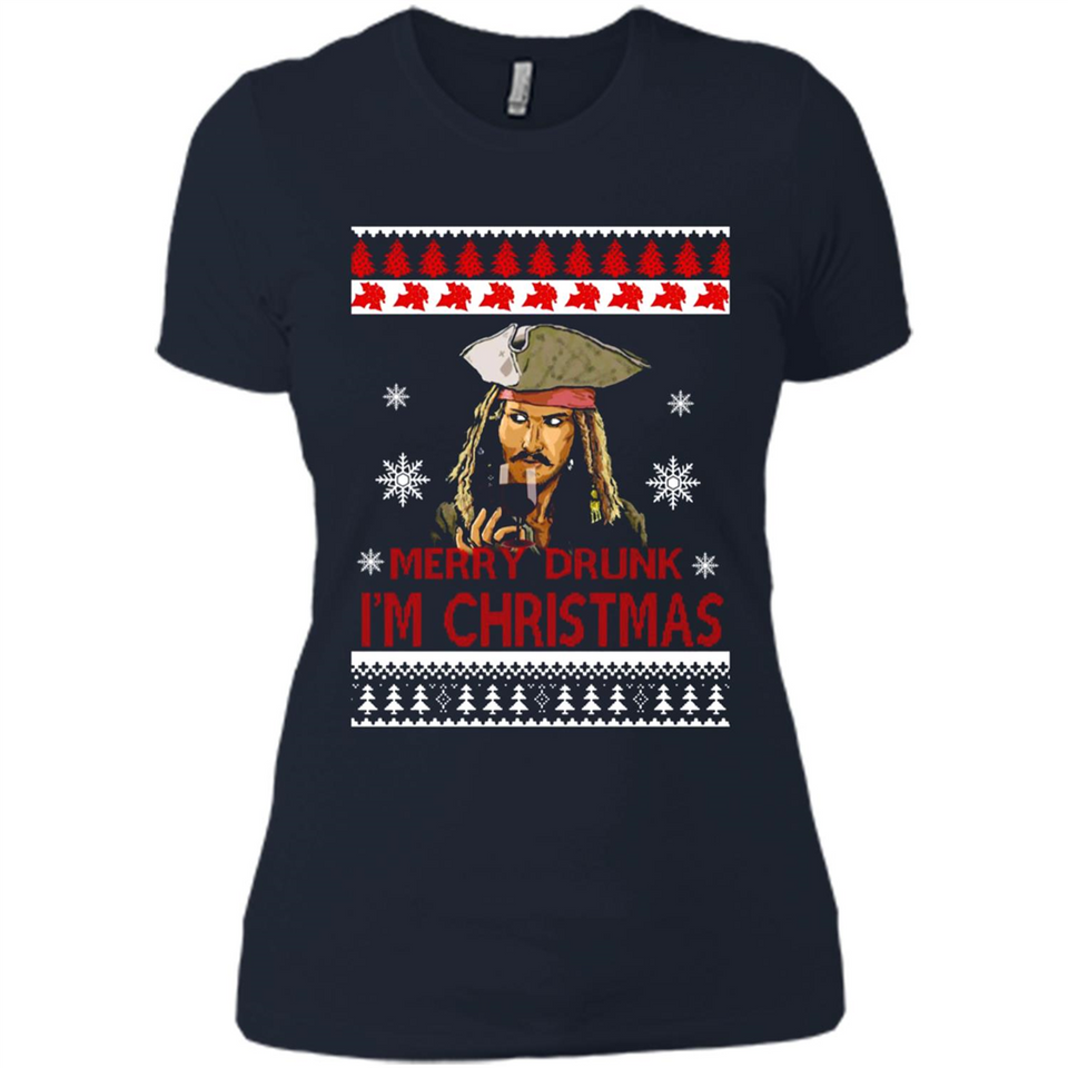 Jack sparrow Merry Drunk I'm Christmas - Ladies' Boyfriend T-Shirt