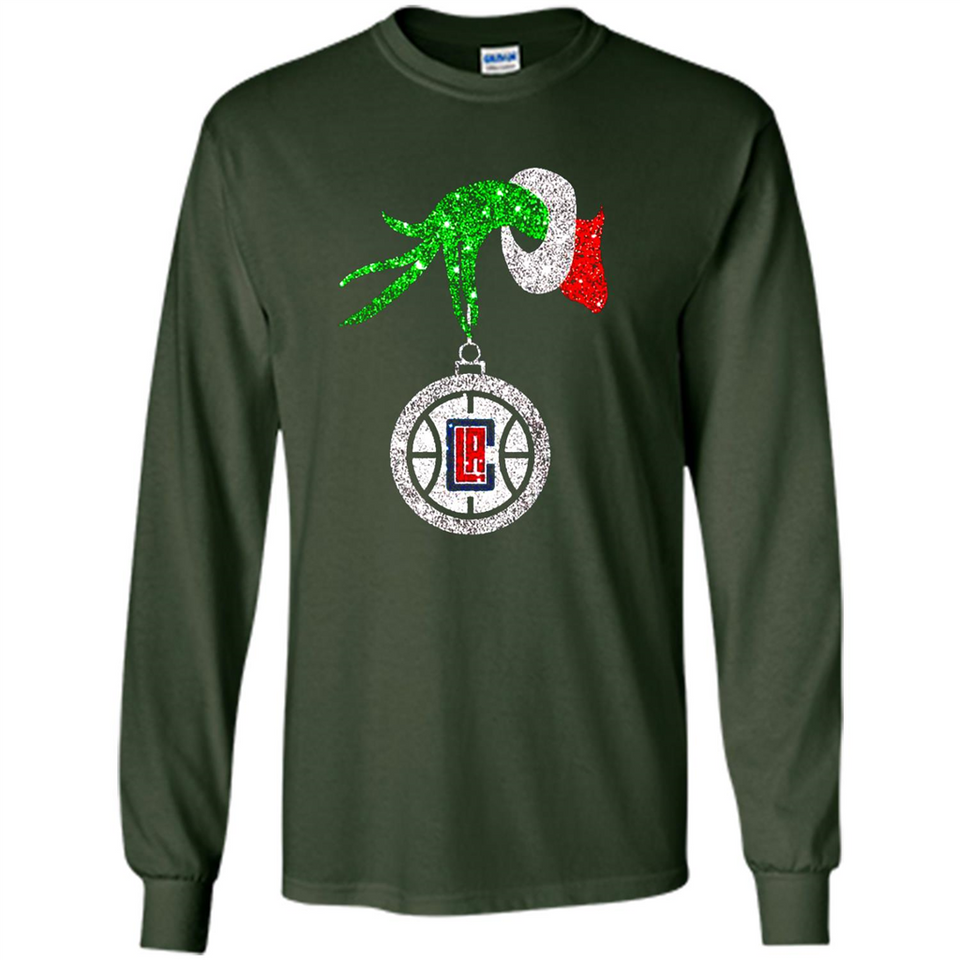 Amazing shirt Los Angeles Clippers Glitter Grinch Monogram Ornament Christmas Gift - Long Sleeve T-Shirt