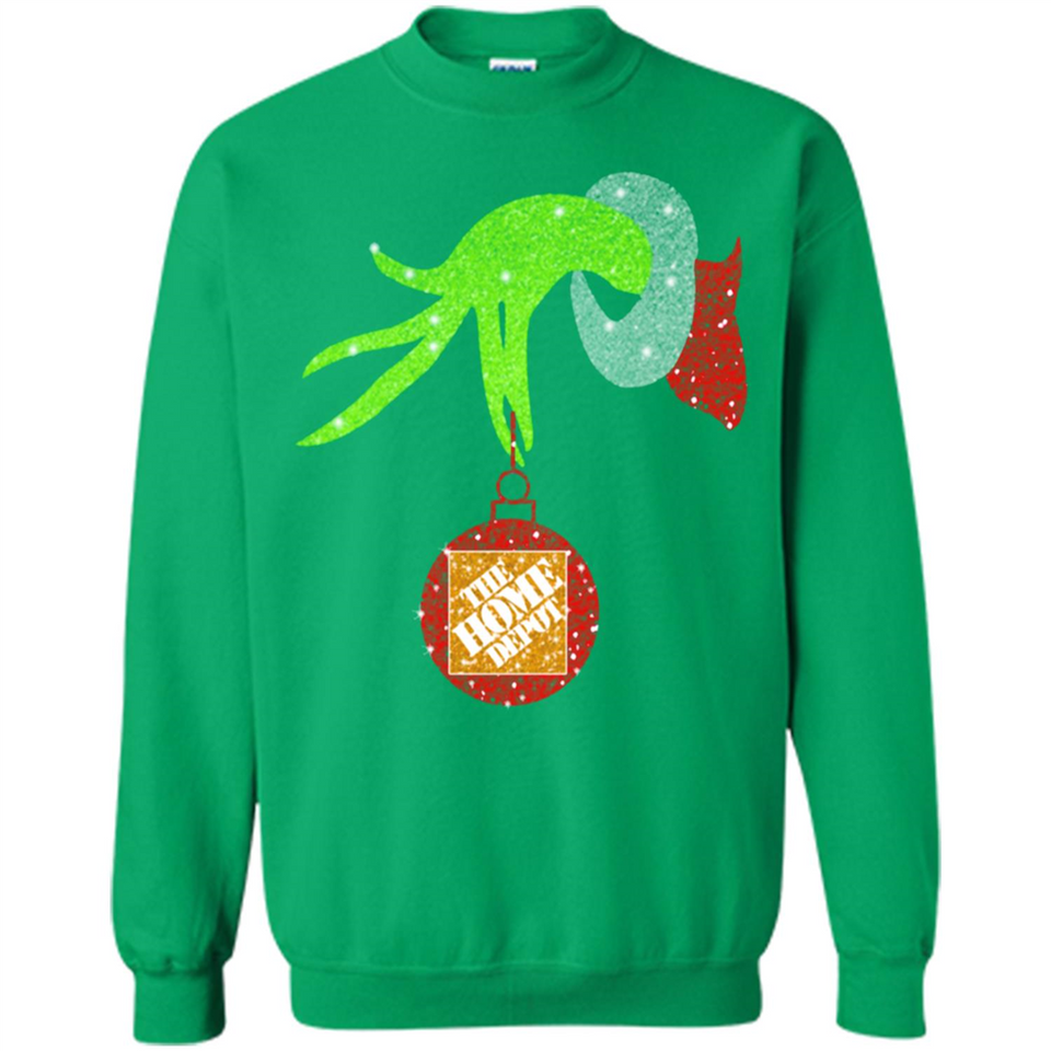 Grinch hand holding Logo HomeDepot Glitter Christmas - Sweatshirt