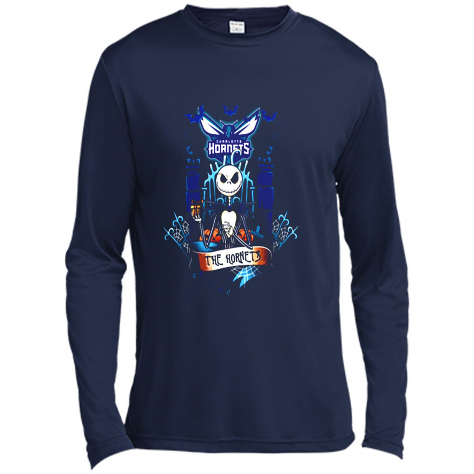 Charlotte Hornets Halloween The Nightmare Before Christmas - Canvas Long Sleeve T-Shirt