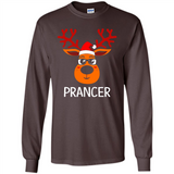 Prancer Reindeer Santa Claus Funny Xmas Holiday T-Shirt - Long Sleeve T-Shirt
