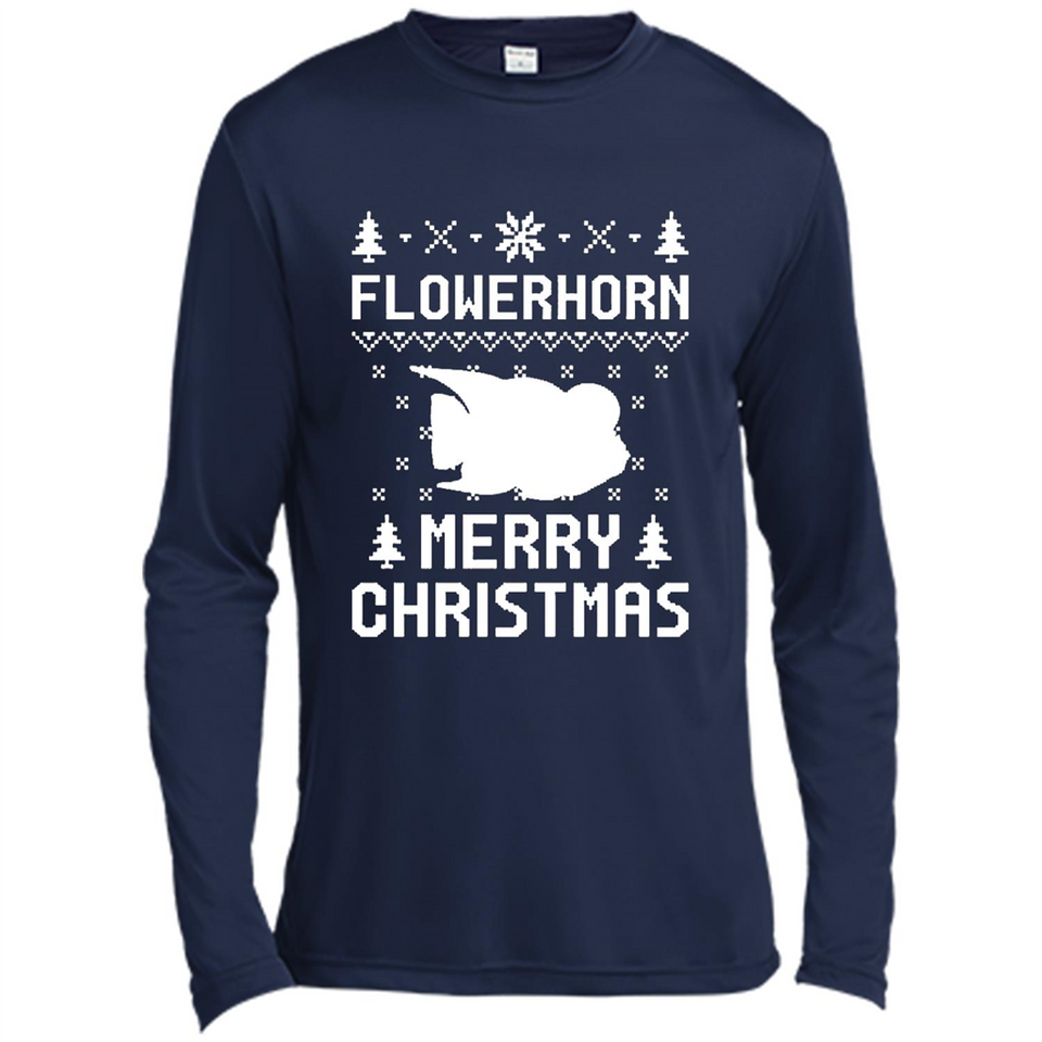 Flowerhorn Christmas T-shirt, Ugly Christmas Sweater - Canvas Long Sleeve T-Shirt