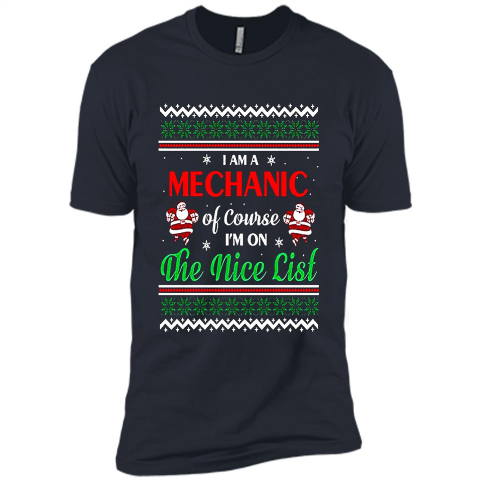 Funny Ugly Christmas T-Shirt Gift for Mechanic - Premium Short Sleeve T-Shirt